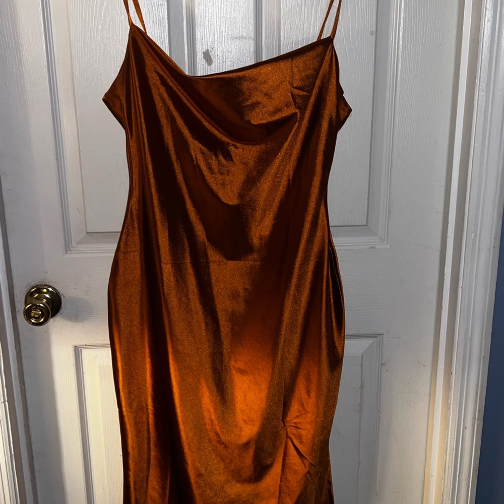 Elegant Copper Slip Dress
